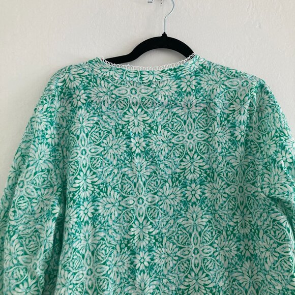 ZARA Boho Long Sleeve Dress Green Button Front Floral Festival Hippie Size XL - Picture 6 of 9